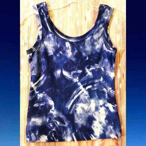 Athletic Works Womens Blue Tie Dye Tank Top Workout Exercise Small S 4-6